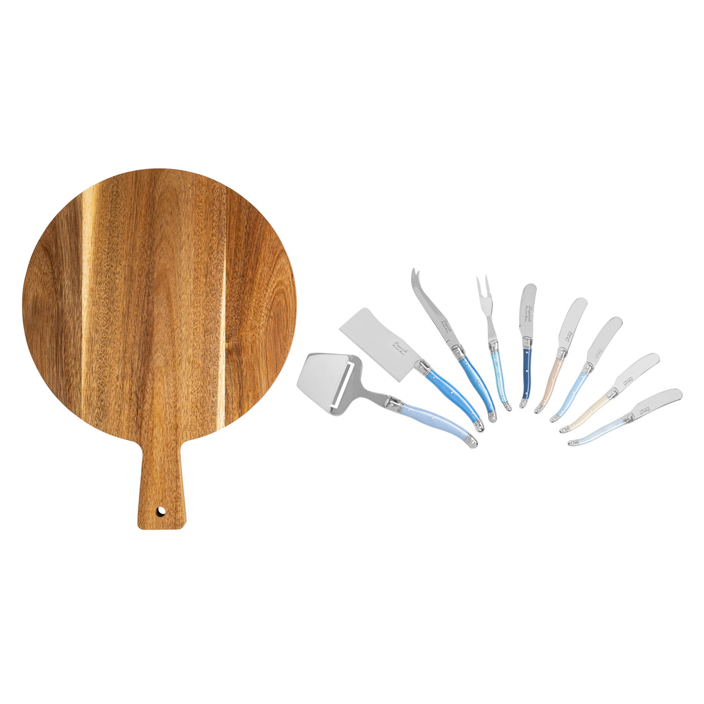 French Home Laguiole Cheese Knives and Spreaders Set with Wood Board