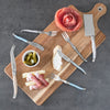 French Home Laguiole Charcuterie Set in Mother of Pearl Colors with Wood Serving Board