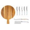 French Home Laguiole Cheese Knife and Spreader Set with Mother of Pearl Handles and Wood Board