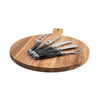 French Home Laguiole 6-Piece Black Pakkawood Artisan Cheese Knife Set and Round Wood Board