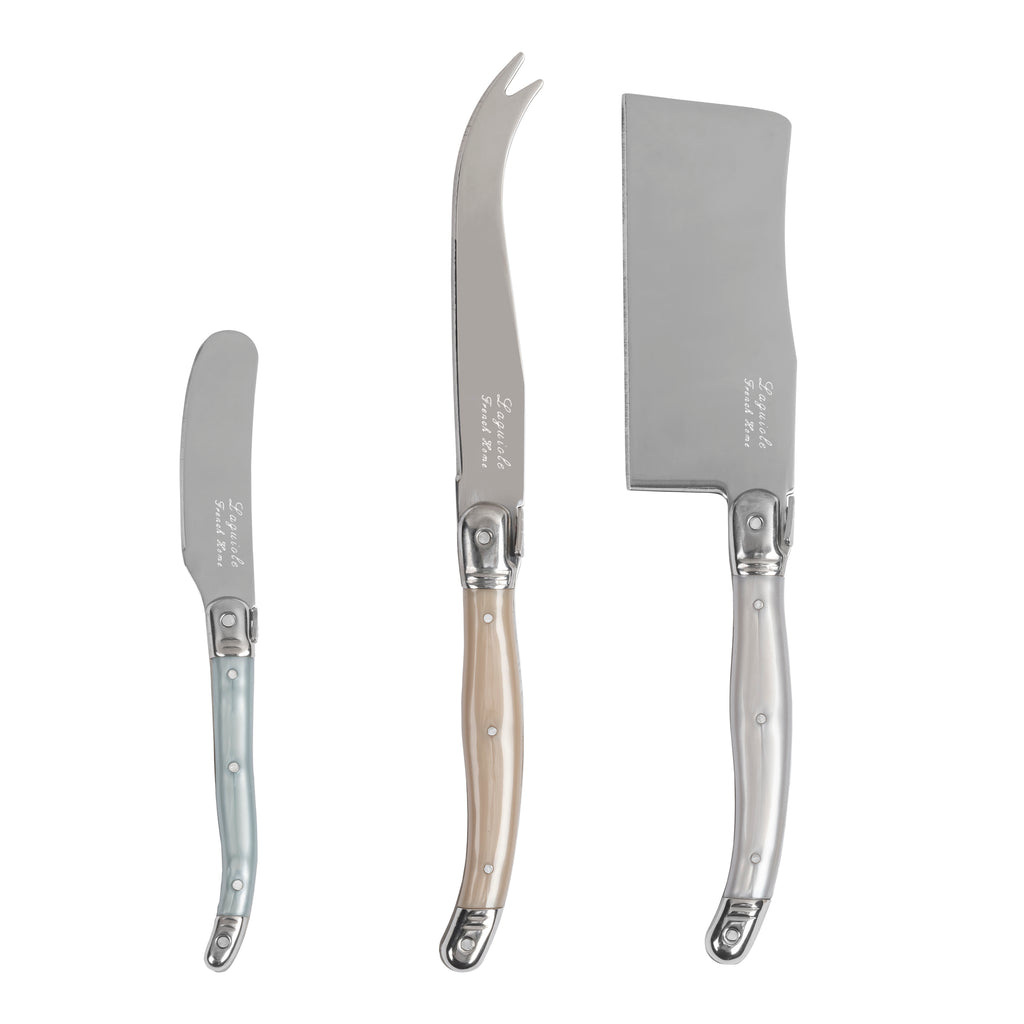 French Home 3-Piece Laguiole Cheese Knife Set with Mother of Pearl Handles
