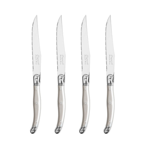 French Home Set of 4 Laguiole Steak Knives, Pewter