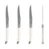 French Home Laguiole Connoisseur 4-Piece Steak Knife Set with Ivory-Colored Handles