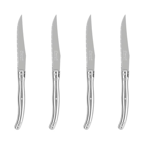 French Home Laguiole Connoisseur 4-Piece Steak Knife Set with Stainless-Steel Handles