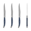 French Home Laguiole Connoisseur 4-Piece Steak Knife Set with Navy Handles