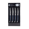 French Home Laguiole Connoisseur 4-Piece Steak Knife Set with Navy Handles