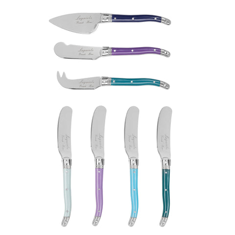 French Home 7-Piece Laguiole Cheese Knives and Spreaders - Plum Rose