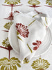French Home Set of 4 Tropical Garden Napkins - Crimson & Chartreuse