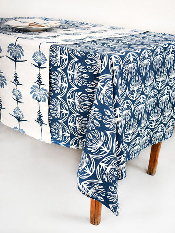 French Home Botanical 59" x 98" Tablecloth - Indigo