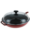 Chasseur French Enameled Cast Iron Fry Pan with Cast Iron Handle and Glass Lid, 11-inch, Red