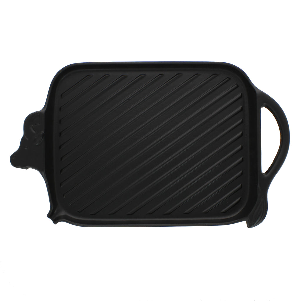 Chasseur French Cow Shaped Cast Iron Griddle, 15-inch, Black