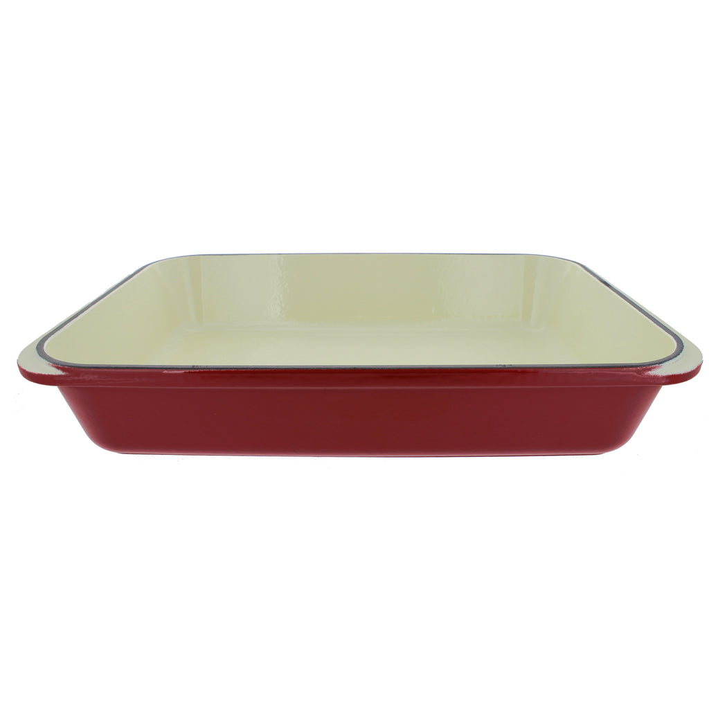 Chasseur 15" x 10" Red French Enameled Cast Iron Rectangular Roaster (CI_3541)