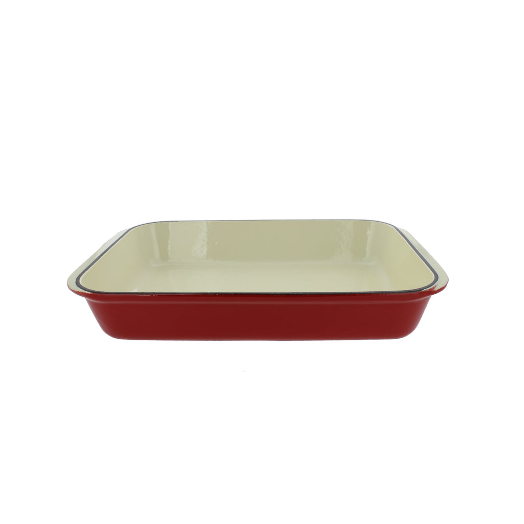 Chasseur 13" x 8" Red French Enameled Cast Iron Rectangular Roaster (CI_3542)