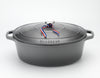 Chasseur French Enameled Cast Iron Oval Dutch Oven, 4.2-quart, Caviar Grey