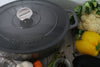 Chasseur French Enameled Cast Iron Oval Dutch Oven, 4.2-quart, Caviar Grey