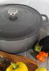 Chasseur French Enameled Cast Iron Round Dutch Oven, 6.25-quart, Caviar Grey