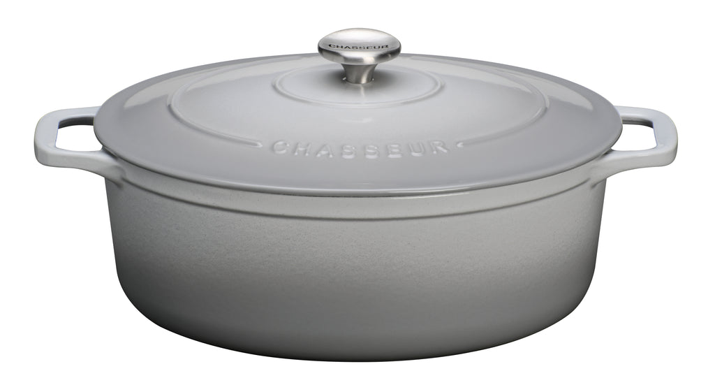 Chasseur French Enameled Cast Iron Oval Dutch Oven, 5.3-quart, Celestial Grey