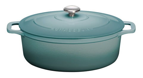 Chasseur French Enameled Cast Iron Oval Dutch Oven, 5.3-quart, Quartz Blue