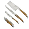 French Home Laguiole Connoisseur Olive Wood Cheese Knife and Wine Opener Set, 4 Piece.