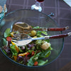 French Home Clear Recycled Glass Urban Salad Bowl and Laguiole Servers with Rosewood handles