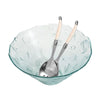 French Home Recycled Clear Glass 12"W x 6"H, Coastal Salad Bowl and Laguiole Salad Servers with Faux Ivory Handles