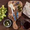French Home Jubilee Cheese Knife, Fork, and Olive Wood Board Set - Shades of Denim