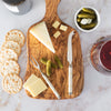 French Home Jubilee Cheese Knife, Fork, and Olive Wood Board Set - Shades of Light