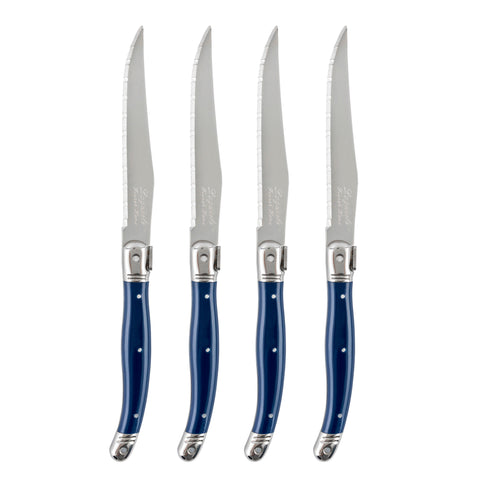 French Home Laguiole Steak Knives, Set of 4, Navy Blue