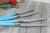 French Home Set of 4 Laguiole Faux Turquoise Steak Knives