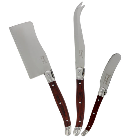 French Home 3 Piece Large Laguiole Pakkawood Cheese Knife Set