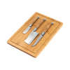French Home 3 Piece Connoisseur Laguiole Olive Wood Cheese Knives and Bamboo Cheese Board