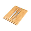 French Home 2 Piece Connoisseur Laguiole Olive Wood Carving Knife and Fork and Bamboo Cutting Board with Moat