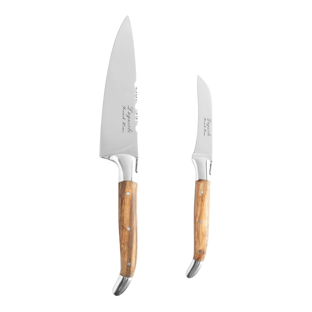 French Home 2-Piece Connoisseur Laguiole Vegetable Knife Set with Olive Wood Handles