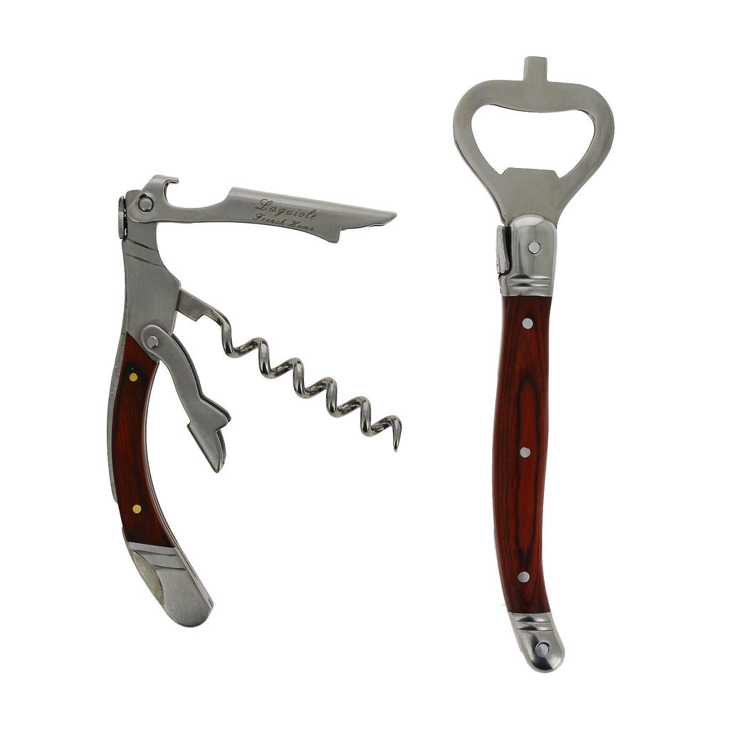French Home Laguiole Bottle Opener Bar Set with Pakkawood Handles, 2 Piece