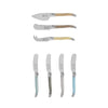French Home Laguiole Mother of Pearl Cheese Knife and Spreader Set, 7 Piece.
