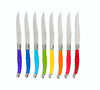 French Home Set of 8 Laguiole Steak Knives, Rainbow Colors