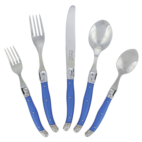 French Home Laguiole 20 Piece Stainless Steel Flatware Set, Service for 4, French Blue