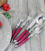French Home Laguiole 20 Piece Stainless Steel Flatware Set, Service for 4, Pearlized Raspberry