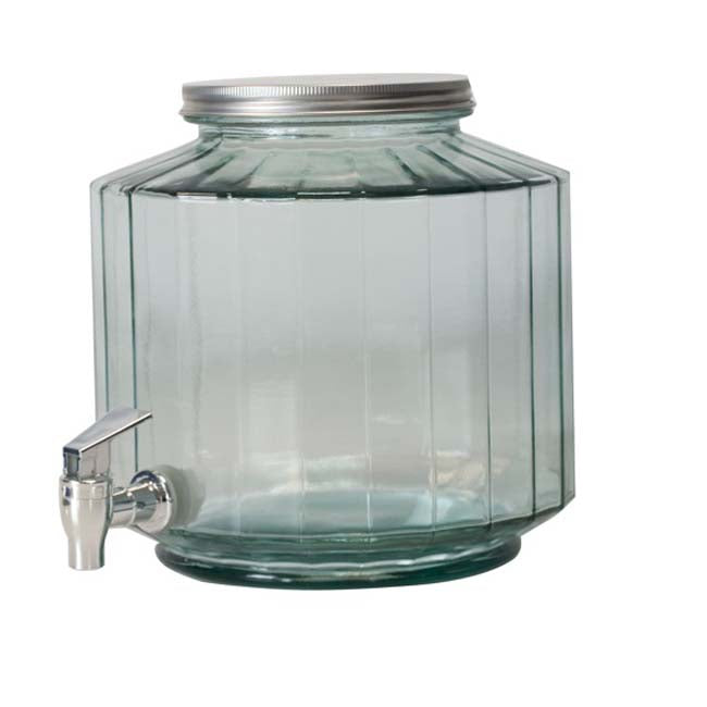 French Home Recycled Glass 6 qt. Beverage Dispenser