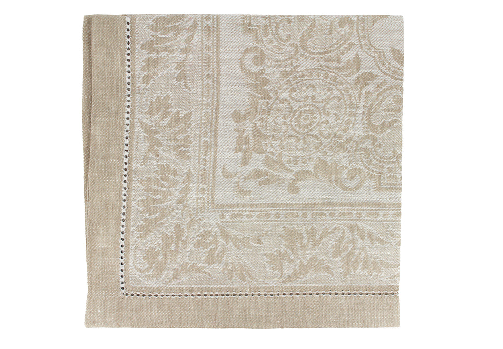 French Home Linen Set of 6 Arboretum Napkins - Ivory and Taupe