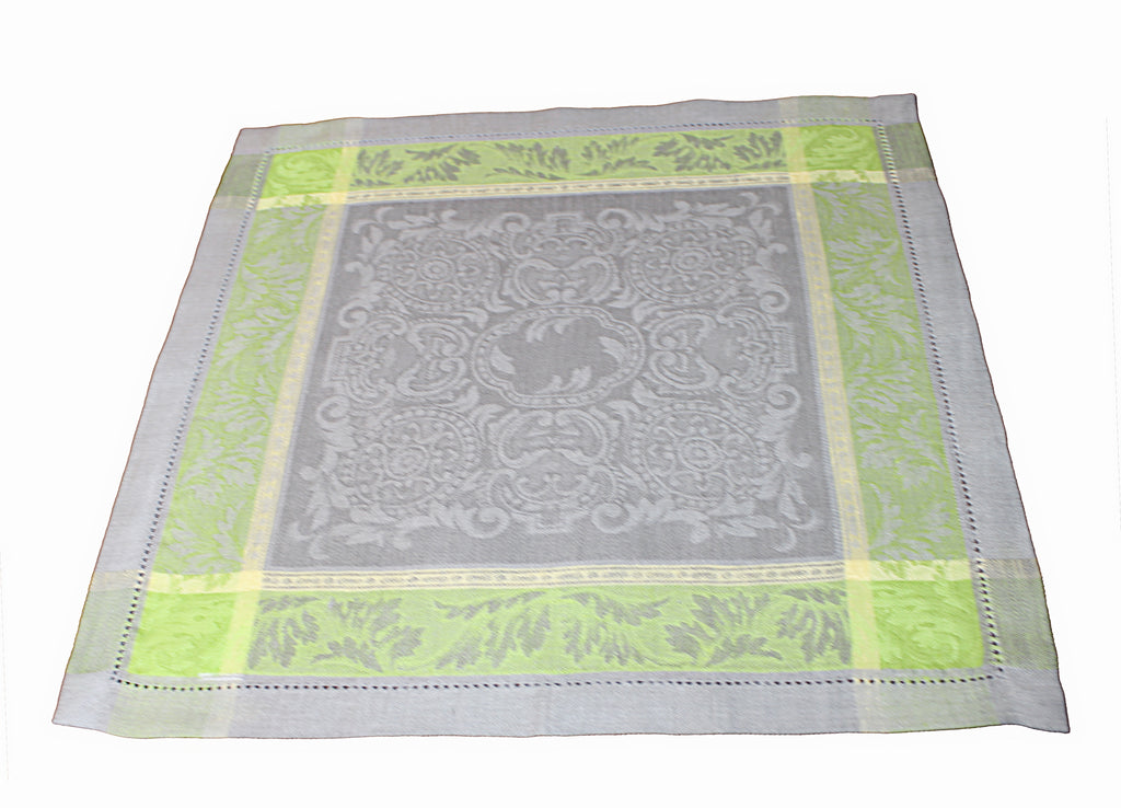 French Home Linen Set of 6 Arboretum Napkins - Grey and Chartreuse