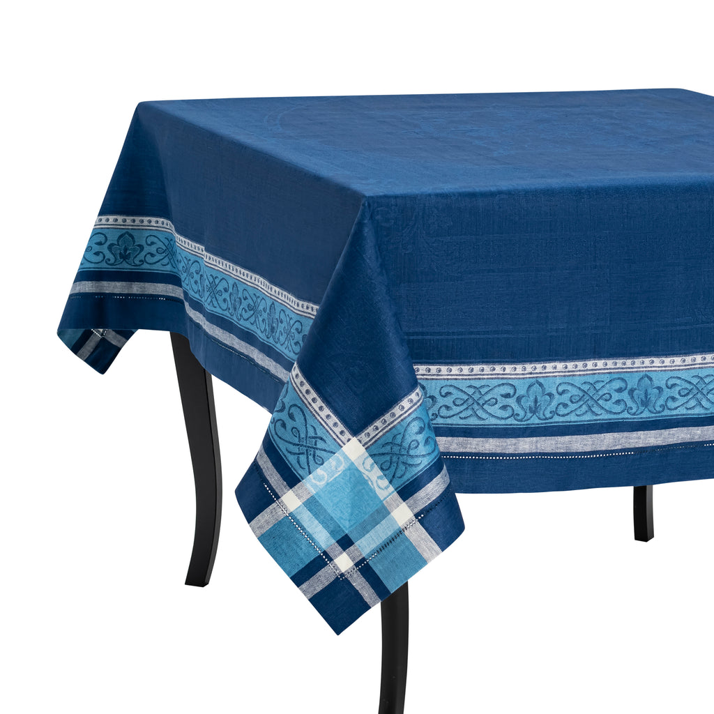 French Home Linen 71" x 124" Astra Tablecloth – Shades of Blue