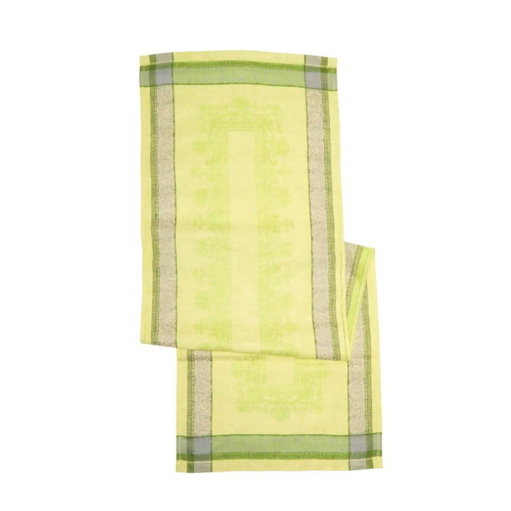 French Home Linen 20" x 68" Cleopatra Table Runner - Chartruse, Green, Grey