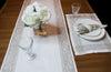French Home Linen Set of 6 Versailles Napkins - White and Beige
