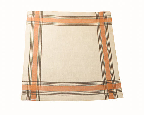 French Home Linen Set of 6 Boulevard Napkins - Tan, Terracota, Chocolate