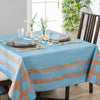 French Home Linen 60" x 84" Boulevard Tablecloth – Denim and Terracotta